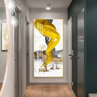 轻奢玄关装饰画竖版现代简约走廊挂画抽 jc38(金色边框) 75*150cm晶瓷画(晶瓷工艺+金属框)统一发金色边框(需