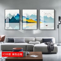 北欧客厅装饰画大气沙发后面的背景墙壁 jc88(黑色边框) 30*50cm三联套装(建议2米以下沙发)土豪金[铝合金框]