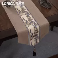 新中式桌旗禅意古典茶几餐桌布长条装饰布现代简约电视柜盖巾定制 南乡-咖色 33*180cm(适用桌长1.3米-1.4米)