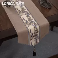 新中式桌旗禅意古典茶几餐桌布长条装饰布现代简约电视柜盖巾定制 南乡-咖色 33*210cm(适用桌长1.6米-1.7米)
