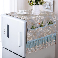 欧式蕾丝单开双开冰箱防尘罩盖巾布 对开冰箱罩套帘 冰箱巾-慕羽水蓝 双开门75*180cm(含花边)
