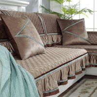 家柏饰(CORATED)毛绒沙发垫四季通用皮沙发防滑坐垫子简约现代时尚沙发套罩 暖熙-浅咖 80*140cm+花边