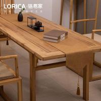 新中式桌旗禅意色棉麻茶几餐桌布日式长条北欧现代简约五斗柜布 平织-卡其 33*180cm(适用桌长1.3米-1.4米)