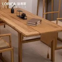 新中式桌旗禅意色棉麻茶几餐桌布日式长条北欧现代简约五斗柜布 平织-卡其 33*210cm(适用桌长1.6米-1.7米)