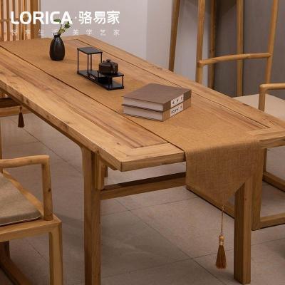 新中式桌旗禅意色棉麻茶几餐桌布日式长条北欧现代简约五斗柜布 平织-卡其 33*300cm(适用桌长2.4米-2.6米)