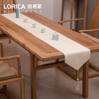 新中式桌旗禅意色棉麻茶几餐桌布日式长条北欧现代简约五斗柜布 平织-白色 33*210cm(适用桌长1.6米-1.7米)