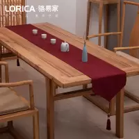 新中式桌旗禅意色棉麻茶几餐桌布日式长条北欧现代简约五斗柜布 平织-红色 33*360cm(适用桌长3米-3.2米)