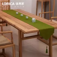新中式桌旗禅意色棉麻茶几餐桌布日式长条北欧现代简约五斗柜布 平织-绿色 33*160cm(适用桌长1.1米-1.2米)
