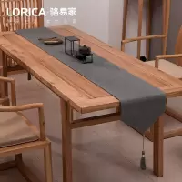 新中式桌旗禅意色棉麻茶几餐桌布日式长条北欧现代简约五斗柜布 平织-灰色 33*280cm(适用桌长2.3米-2.4米)