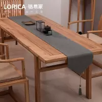 家柏饰(CORATED)新中式桌旗禅意色棉麻茶几餐桌布日式长条北欧现代简约五斗柜布 平织-灰色 33*390cm