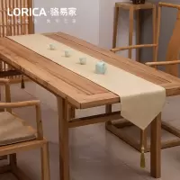 新中式桌旗禅意色棉麻茶几餐桌布日式长条北欧现代简约五斗柜布 平织-米黄 33*240cm(适用桌长1.9米-2米)