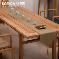 新中式桌旗禅意色棉麻茶几餐桌布日式长条北欧现代简约五斗柜布 平织-麻色 33*120cm(适用桌长0.7米-0.8米)