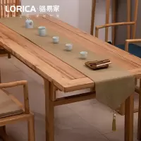 新中式桌旗禅意色棉麻茶几餐桌布日式长条北欧现代简约五斗柜布 平织-麻色 33*160cm(适用桌长1.1米-1.2米)