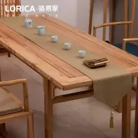 新中式桌旗禅意色棉麻茶几餐桌布日式长条北欧现代简约五斗柜布 平织-麻色 33*360cm(适用桌长3米-3.2米)