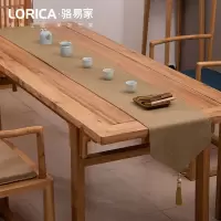 家柏饰(CORATED)新中式桌旗禅意色棉麻茶几餐桌布日式长条北欧现代简约五斗柜布 平织-麻色 33*420cm