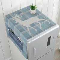 北欧风格滚筒洗衣机罩盖布单开双开冰箱盖巾防尘罩棉麻布艺 蓝格鹿 双开门冰箱盖巾(70*170cm)