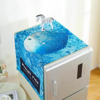 家柏饰(CORATED)北欧风格滚筒洗衣机罩盖布单开双开冰箱盖巾防尘罩棉麻布艺 海鱼 双开门冰箱盖巾(70*170cm)