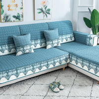家柏饰(CORATED)四季通用防滑沙发垫坐垫子布艺全包萬能沙发套罩沙发盖布沙发巾 清婉蓝灰 70*210cm