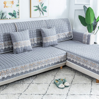 家柏饰(CORATED)四季通用防滑沙发垫坐垫子布艺全包萬能沙发套罩沙发盖布沙发巾 罗兰灰 110*110cm