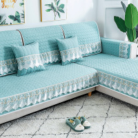 家柏饰(CORATED)四季通用防滑沙发垫坐垫子布艺全包萬能沙发套罩沙发盖布沙发巾 澜亭浅蓝 90*210cm