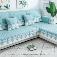 四季通用防滑沙发垫坐垫子布艺全包萬能沙发套罩沙发盖布沙发巾 清婉青 90*120cm