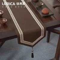 美式桌旗新中式禅意茶旗布现代简约茶几餐桌北欧电视 福延年-咖色(尖角款) 33*160cm(适用桌长1.1米-1.2米)