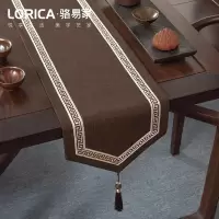 美式桌旗新中式禅意茶旗布现代简约茶几餐桌北欧电视 福延年-咖色(尖角款) 33*210cm(适用桌长1.6米-1.7米)