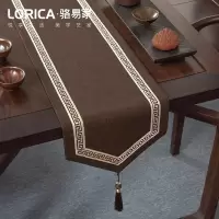 美式桌旗新中式禅意茶旗布现代简约茶几餐桌北欧电视 福延年-咖色(尖角款) 33*300cm(适用桌长2.4米-2.6米)