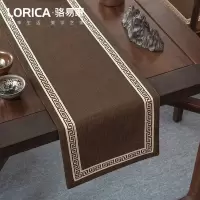 美式桌旗新中式禅意茶旗布现代简约茶几餐桌北欧电视 福延年-咖色(平角款) 33*330cm(适用桌长2.7米-2.9米)