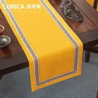 美式桌旗新中式禅意茶旗布现代简约茶几餐桌北欧电视 福延年-黄色(平角款) 33*210cm(适用桌长1.6米-1.7米)