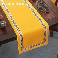 美式桌旗新中式禅意茶旗布现代简约茶几餐桌北欧电视 福延年-黄色(平角款) 33*280cm(适用桌长2.3米-2.4米)