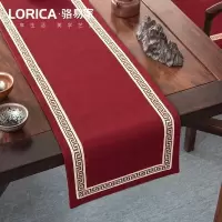 美式桌旗新中式禅意茶旗布现代简约茶几餐桌北欧电视 福延年-红色(平角款) 33*120cm(适用桌长0.7米-0.8米)