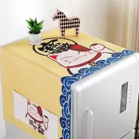 家柏饰(CORATED)北欧风格滚筒洗衣机罩盖布单开双开冰箱盖巾防尘罩棉麻布艺 猫 小冰箱盖巾(50*130cm)