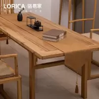 新中式桌旗禅意色棉麻茶几餐桌布日式长条北欧现代简约五斗柜布 平织-卡其 33*280cm(适用桌长2.3米-2.4米)