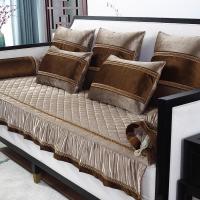 家柏饰(CORATED)沙发垫冬季毛绒防滑沙发套全包套罩简约现代坐垫子 锦素年华-香槟色 70*90cm+花边