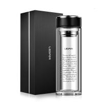 家柏饰(CORATED)水晶泡茶玻璃杯男士礼品 隔热杯子商务水杯双层茶杯