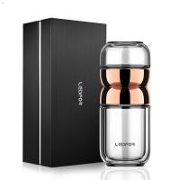 家柏饰(CORATED)旗舰店玻璃杯女款旋转金色漂亮便携水杯子茶水分离泡花茶杯 玫瑰金色150ml