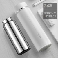 家柏饰(CORATED)玻璃内胆保温杯男女茶水分离泡茶杯双层隔热水杯子 优雅白