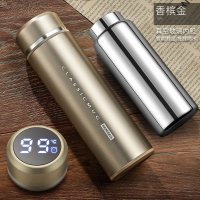 家柏饰(CORATED)玻璃内胆保温杯男女茶水分离泡茶杯双层隔热水杯子 香槟金(智能测温提醒喝水)