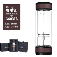 家柏饰(CORATED)茶水分离泡茶杯双层玻璃过滤便携随手男女士红茶叶杯子 咖啡色360ml