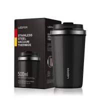 家柏饰(CORATED)保温咖啡杯 马克杯茶杯带盖旅行便携式随手杯子外出保温杯500ml 磨砂黑色500ml