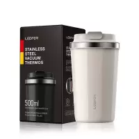 家柏饰(CORATED)保温咖啡杯 马克杯茶杯带盖旅行便携式随手杯子外出保温杯500ml 象牙白500ml