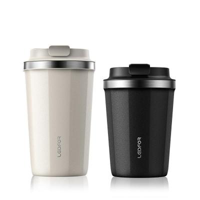 保温咖啡杯 马克杯茶杯带盖旅行便携式随手杯子外出保温杯500ml 象牙白色500ml+磨砂黑色380ml