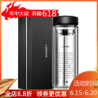 家柏饰(CORATED)品牌双层玻璃杯男士保温商务杯子喝水杯车载透明茶杯 黑色500ml