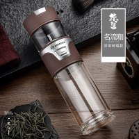 家柏饰(CORATED)茶水分离泡茶杯双层玻璃杯男女便携隔热透明水杯子 名流咖（双层高硼硅玻璃款）