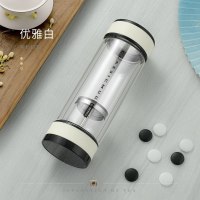 家柏饰(CORATED)茶水分离泡茶杯双层玻璃杯男女便携隔热透明水杯子 优雅白