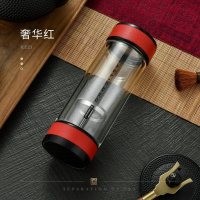 家柏饰(CORATED)茶水分离泡茶杯双层玻璃杯男女便携隔热透明水杯子 奢华红