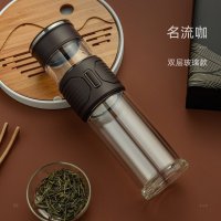 家柏饰(CORATED)茶水分离泡茶杯双层玻璃杯男女便携隔热透明水杯子 名流咖