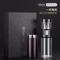 家柏饰(CORATED)茶水分离杯双层玻璃杯泡茶杯子水杯过滤便携男士女 [尊享套装]咖啡色送不锈钢杯身+方形礼盒+礼袋