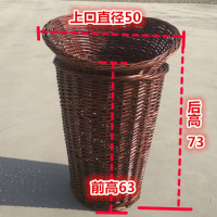 柳编水果堆头篮藤编堆头筐做水果盘水果篓编织筐水果筐水果篮藤编 斜口大号直径50前高63后高73 蜜糖色